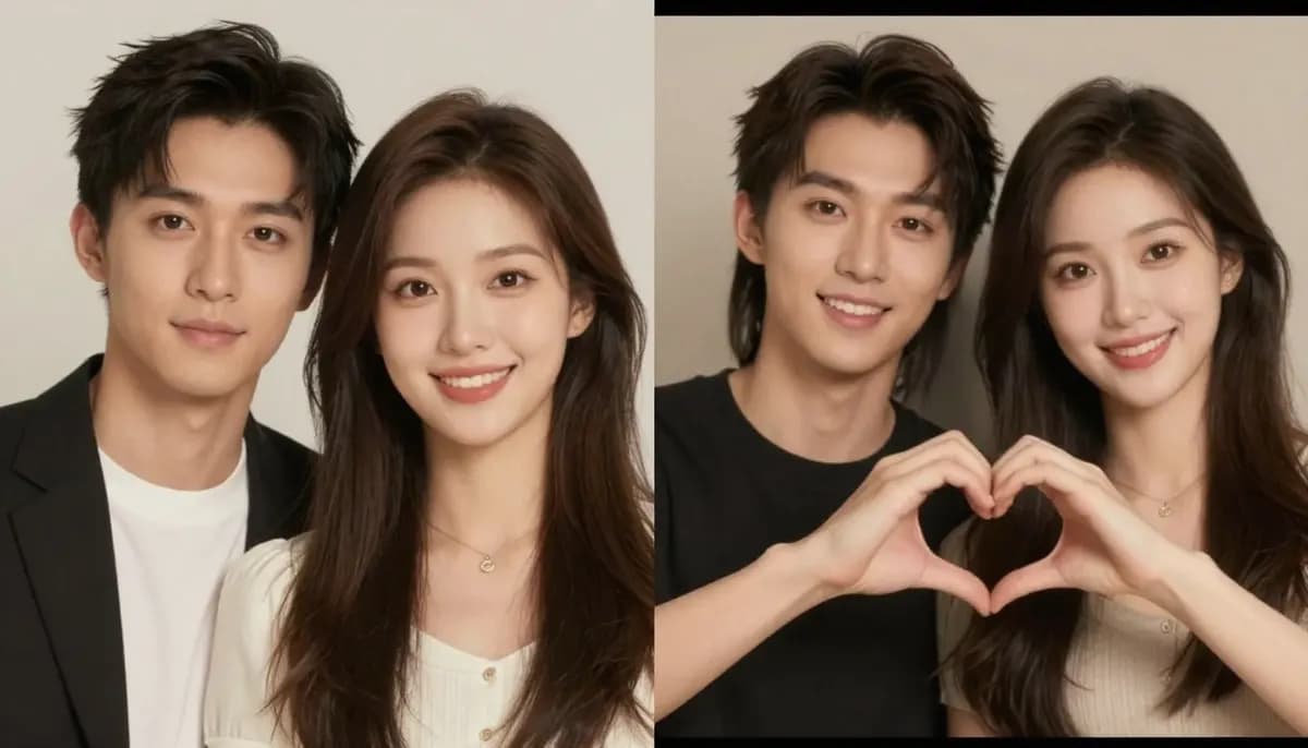 Das KI-Video mit dem Herz-Zeichen bewahrt die ursprünglichen Gesichtszüge der beiden Personen