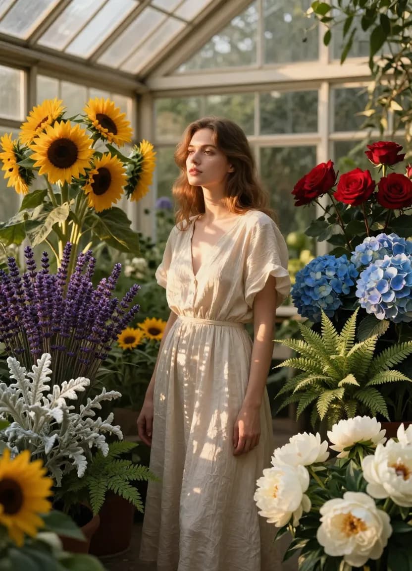 Seven converging beams of light illustrating the seven dimensions an AI image prompt generator should cover