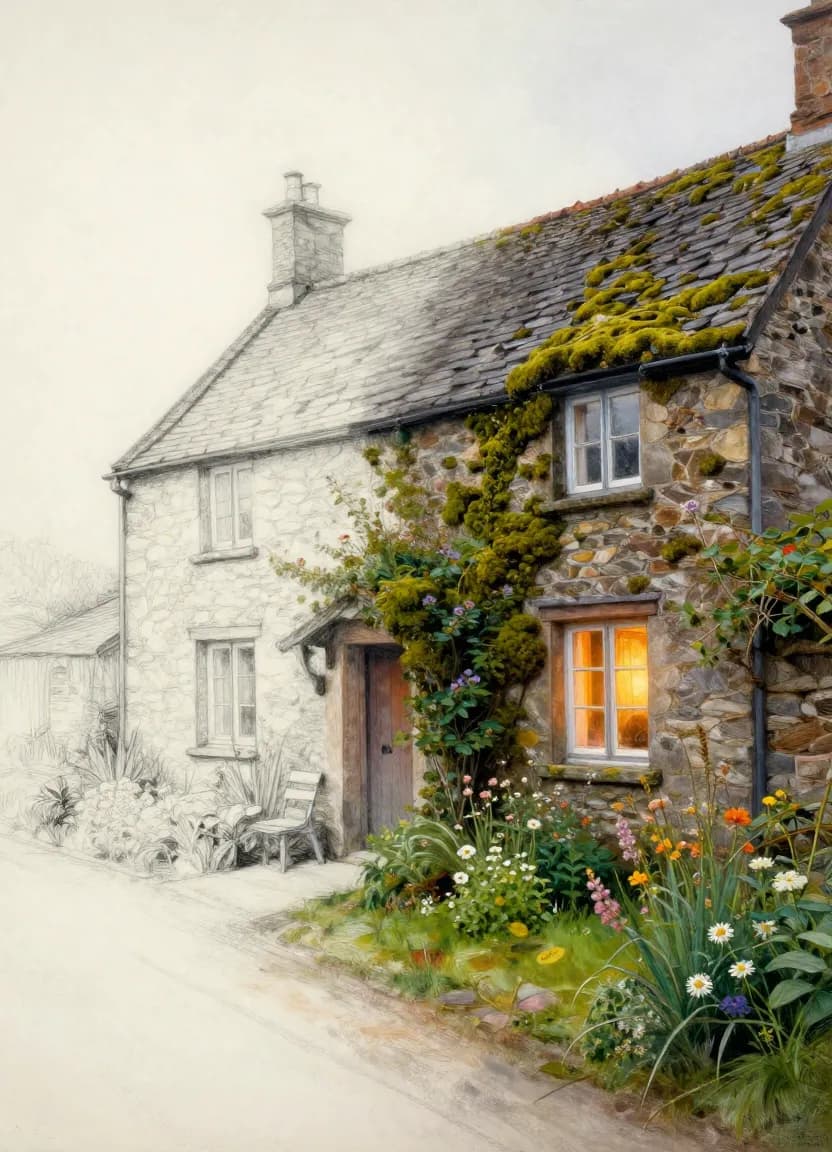 Before and after comparison of AI image to image transformation with style transfer and structural preservation