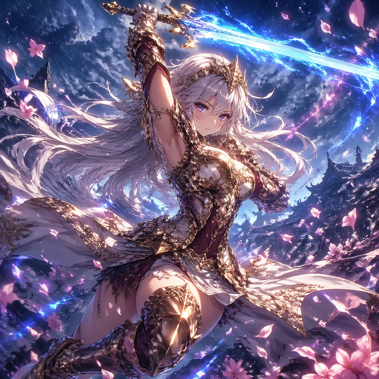 Anime gpt image 2 prompt of fantasy warrior princess with glowing sword