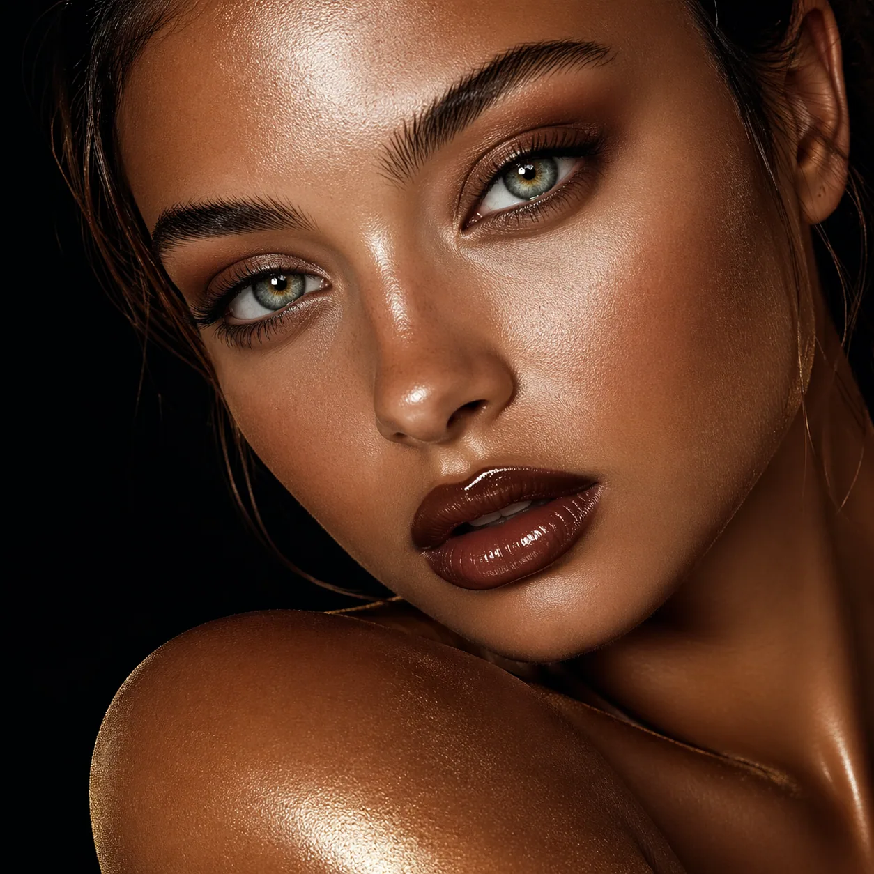 GPT Image 2 2K beauty editorial close-up showing individual eyebrow hairs and iris detail